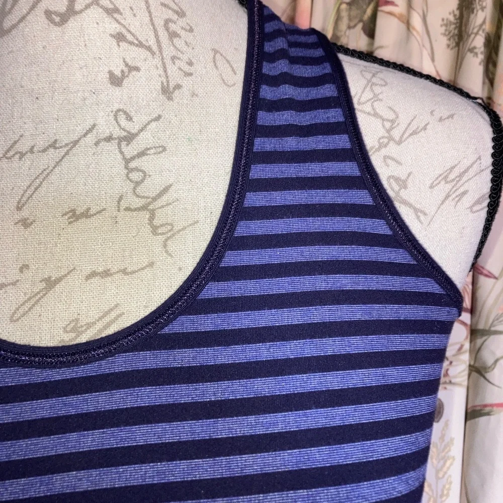 Ivivva by Lululemon Big Girls Juniors Reversible Stripe Blue Athletic Tank sz 14 - Picture 4 of 10